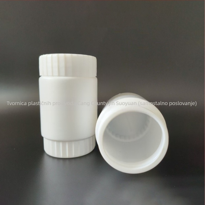 Plastična boca s širokim otvorom za pakiranje poljoprivrednih kemikalija; promjer 34 mm; debljina stijenke 1 mm; poklopac protiv krađe.