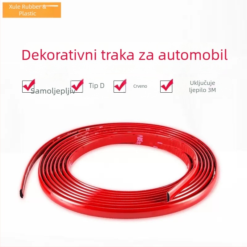 Automobilska dekorativna traka za prozore u crvenom kromu, samoljepljiva svjetlosna traka, zaštita branika i vrata, srednja gril mreža.