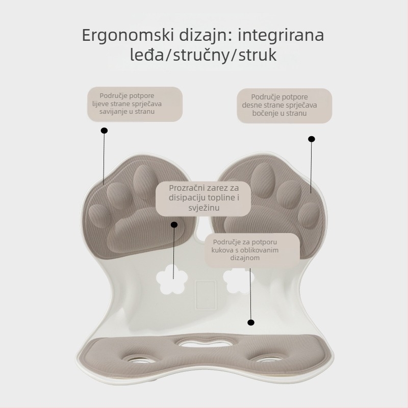 Jastuk za sjedenje za korekciju držanja i podršku struka, punilo memorijska pjena, navlaka od vlakna viskoze
