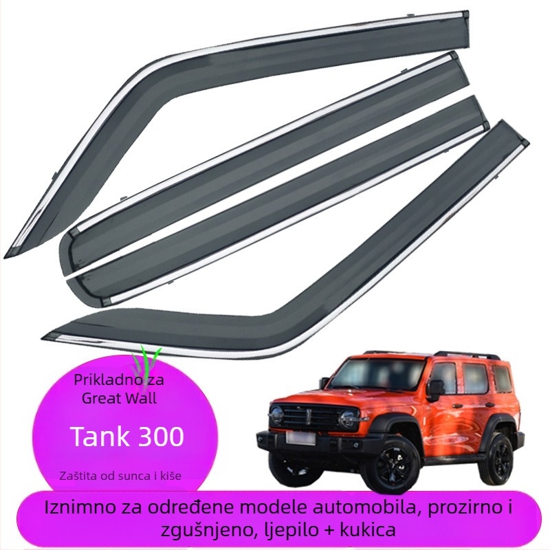 Akrilni kišni štit za prozor Tank 300, montaža ljepilo + kukica, set od 4 kom, model 2021