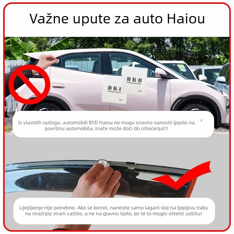 Rain shield za prozor BYD Seagull – akril, montaža kukicom i ljepilom, kompatibilno BYD Seagull