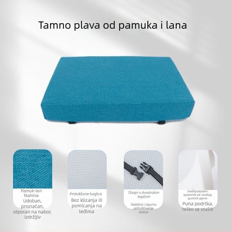 Jastučić za sjedenje od memorijske pjene za školski stol, pamučna navlaka, 35×25 cm, za učenike