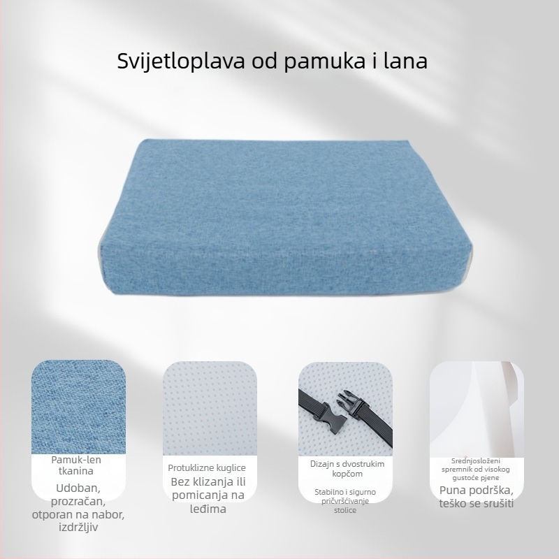 Jastučić za sjedenje od memorijske pjene za školski stol, pamučna navlaka, 35×25 cm, za učenike