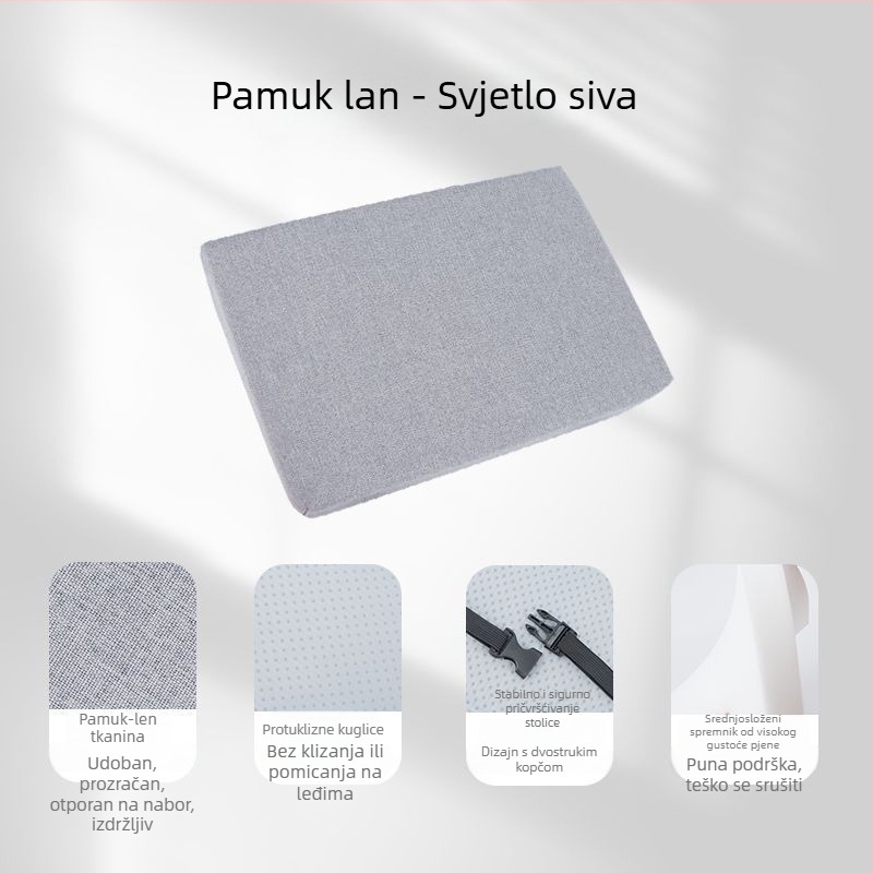 Jastučić za sjedenje od memorijske pjene za školski stol, pamučna navlaka, 35×25 cm, za učenike