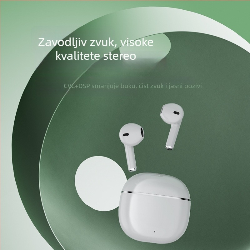 Bluetooth semi-in-ear slušalice, ultra-kompaktne, Hi‑Fi zvuk, stereo, pravi bežični uz aktivno reduciranje buke, Bluetooth 5.3, domet 10 m, trajanje baterije 4–8 h