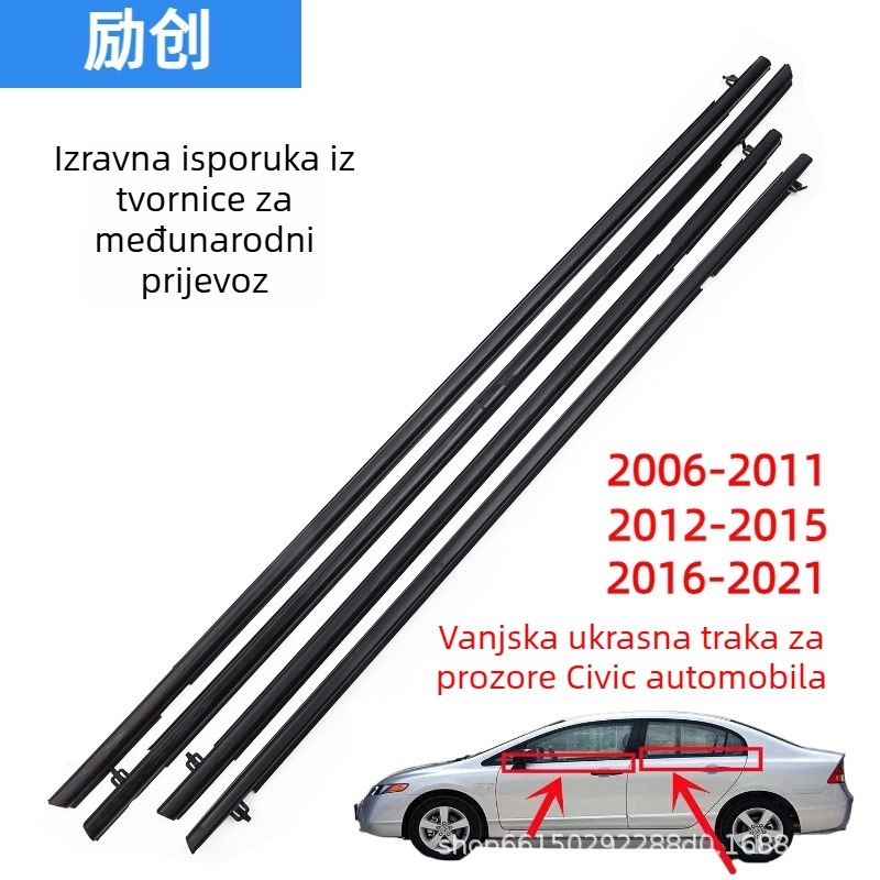 Brtvilo prozora automobila za Honda Civic 2006–2021, 4-dijelni set, artikal 72410-SNA-A01