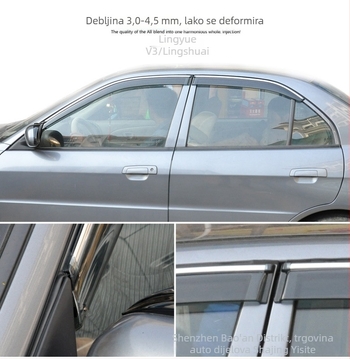 Akrilni kišni štitnik za prozore Mitsubishi Car Series, ugradnja kuka + ljepilo, set od 4 komada, kompatibilno s modelima 2005–2019