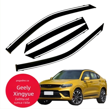 Geely Xingyue prozorski kišni štit — akril; kompatibilan model: Geely Xingyue; godina: 2019; montaža: kuka i ljepilo; paket: set od 4 komada.