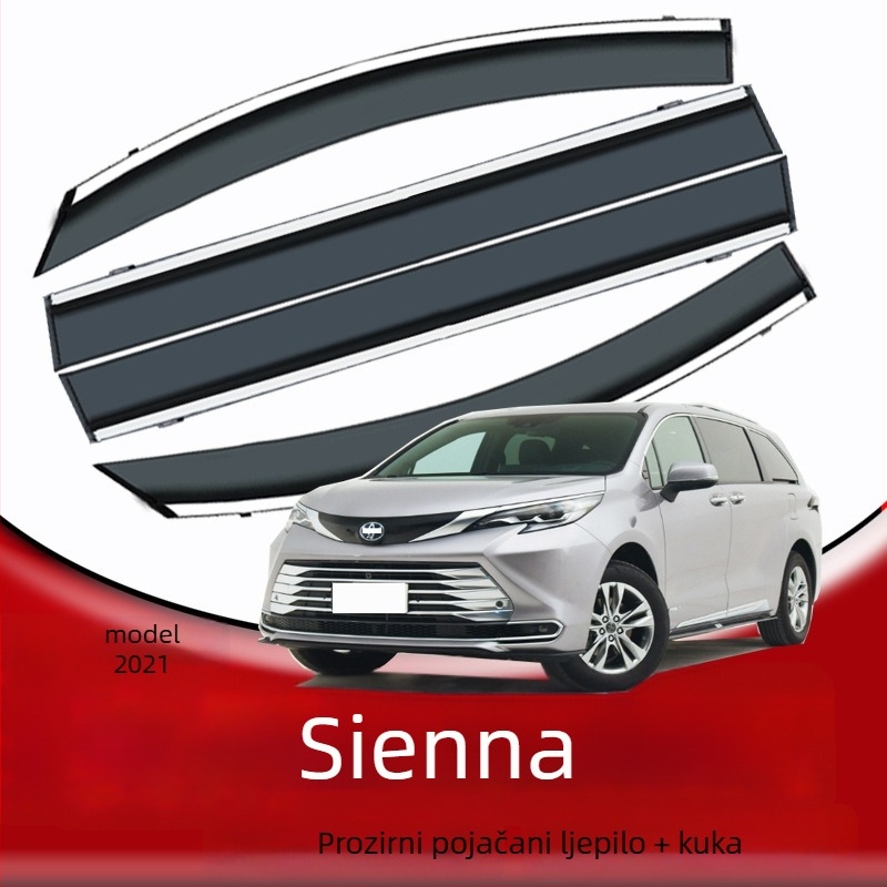 Zaštita od kiše za Toyota Sienna – akrilni zaštitni trak za prozor, montaža kukom i ljepilom, set od četiri komada