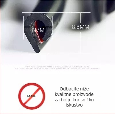 Pojas zaštite rubova vrata automobila, PVC, 1 m, crna, zaštita od udaraca i ogrebotina