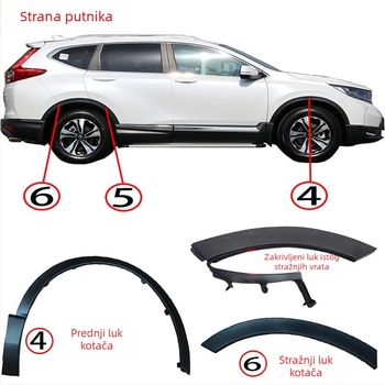 JJQ Protukolizijski trak za rub kalnika za Honda CR-V (prednji i stražnji) - dijelovi 74115-TME-T01, 74165-TME-T01; kompatibilno s 75390-TLA-A01, 75395-TLA-A01, 74413-TLA-A02