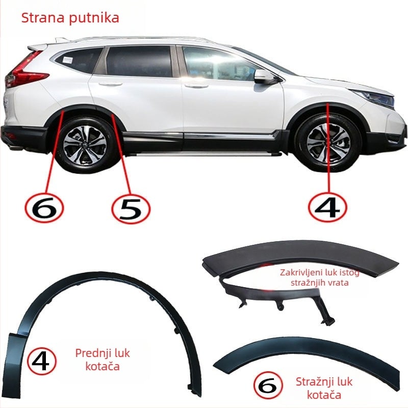 JJQ Protukolizijski trak za rub kalnika za Honda CR-V (prednji i stražnji) - dijelovi 74115-TME-T01, 74165-TME-T01; kompatibilno s 75390-TLA-A01, 75395-TLA-A01, 74413-TLA-A02
