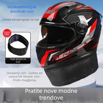 Kaciga za motocikl s dvostrukim vizirima, zimsku toplinu, za sve sezone, unisex