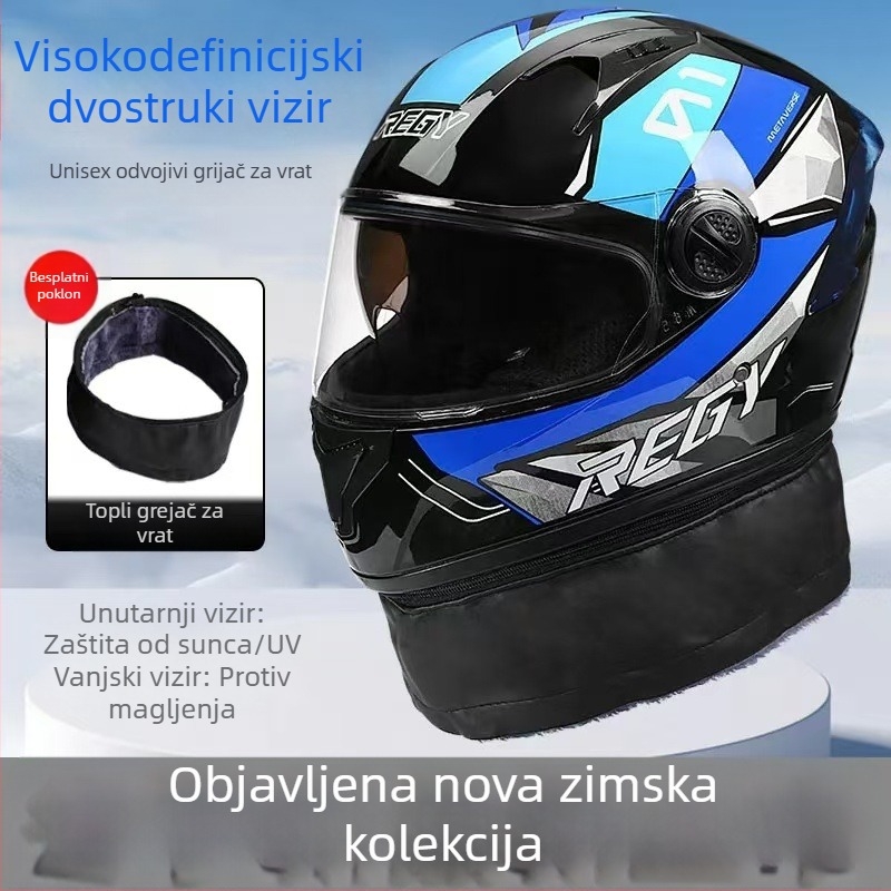 Kaciga za motocikl s dvostrukim vizirima, zimsku toplinu, za sve sezone, unisex