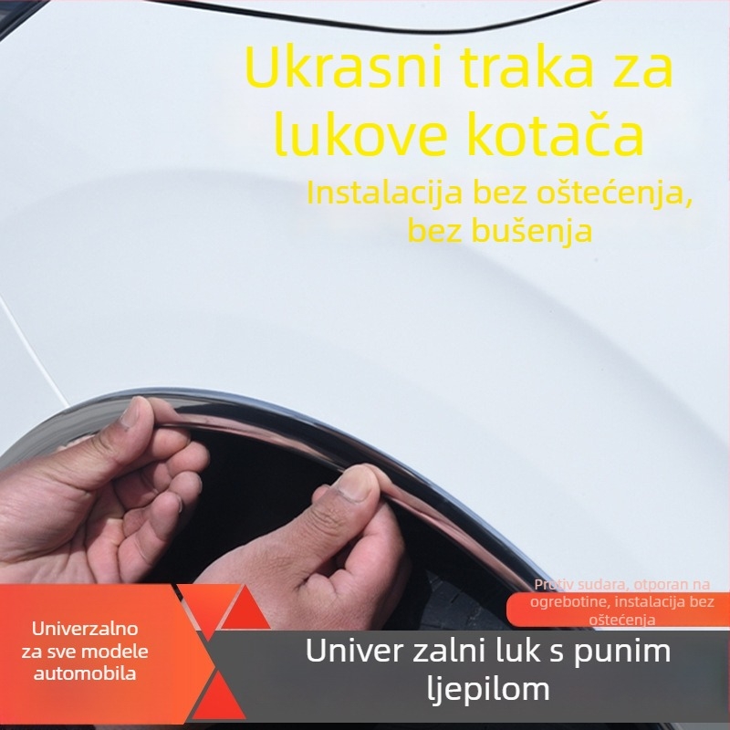 Univerzalna dekorativna letvica za lukove kotača, proširena, otporna na ogrebotine i udarce