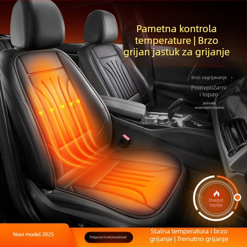 Grijana podložnica za sjedalo automobila, pletene površine, punilo od svile, stil šivanja, zimsko grijanje