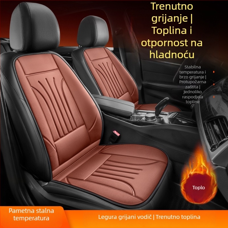Grijana podložnica za sjedalo automobila, pletene površine, punilo od svile, stil šivanja, zimsko grijanje