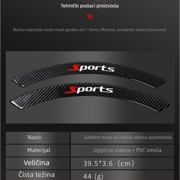 PVC materijal auto zaštitna traka za blatnik kotača, epoks karbonska vlakna obrve kotača, opći spoj, 1 par