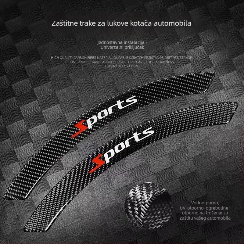 PVC materijal auto zaštitna traka za blatnik kotača, epoks karbonska vlakna obrve kotača, opći spoj, 1 par