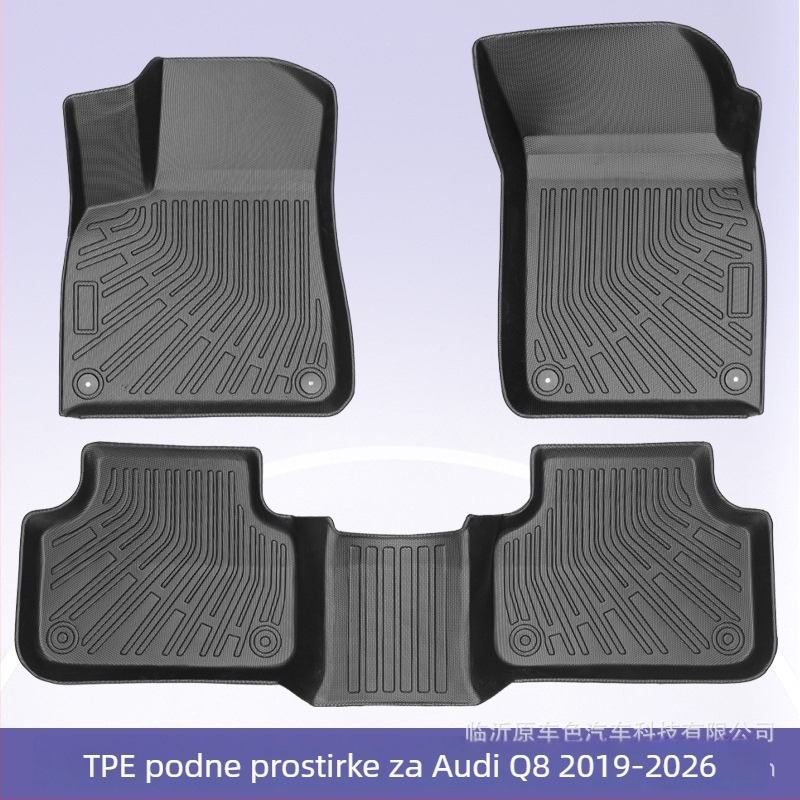 3D TPE All-Weather prostirke za Audi Q8 (2019–2026) – specifične za vozilo, za 5 sjedala, prilagođena izrada logotipa, prostirka za stražnji prtljak i naslone
