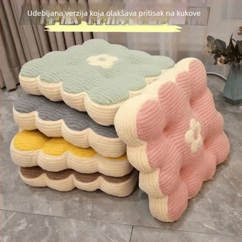 Jastučić za sjedenje, oblik keksa, napuhan, prugasti ili jednodobni uzorak, moderni minimalistički stil