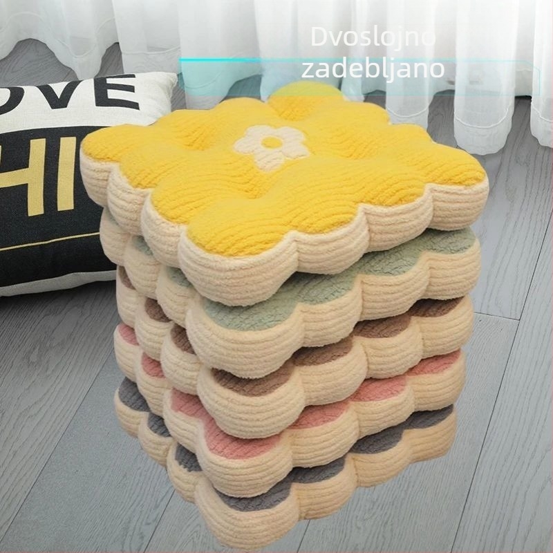 Jastučić za sjedenje, oblik keksa, napuhan, prugasti ili jednodobni uzorak, moderni minimalistički stil