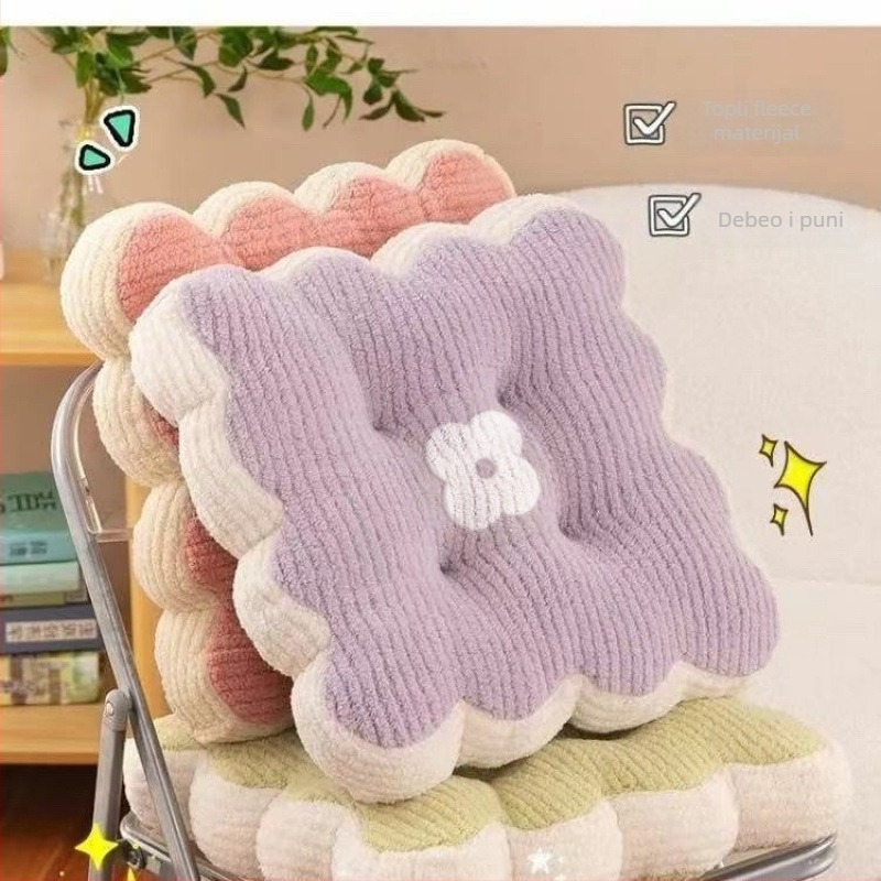 Jastučić za sjedenje, oblik keksa, napuhan, prugasti ili jednodobni uzorak, moderni minimalistički stil