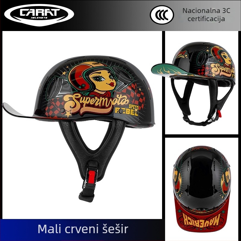 Half Helmet, ABS, Unisex, Retro Stil, Za motocikl