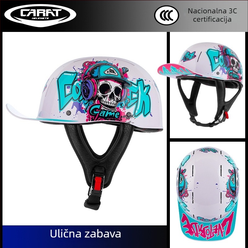 Half Helmet, ABS, Unisex, Retro Stil, Za motocikl