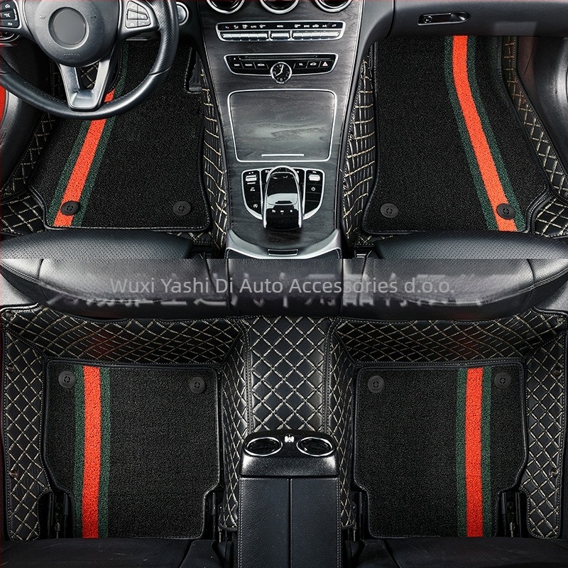 Automobilske podne prostirke od PVC protivklizne, kožna podloga za stopalo, puni obujam, dvostruki sloj tepiha, bez mirisa, prilagođeno za pet sjedala