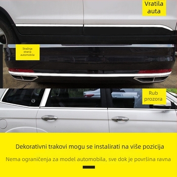 Kromirana traka za karoseriju automobila – mekani PVC rubni završetak s kromom, zaštita od ogrebotina, kompatibilno s MT mjenjačem, opći model, mogućnost prilagodbe