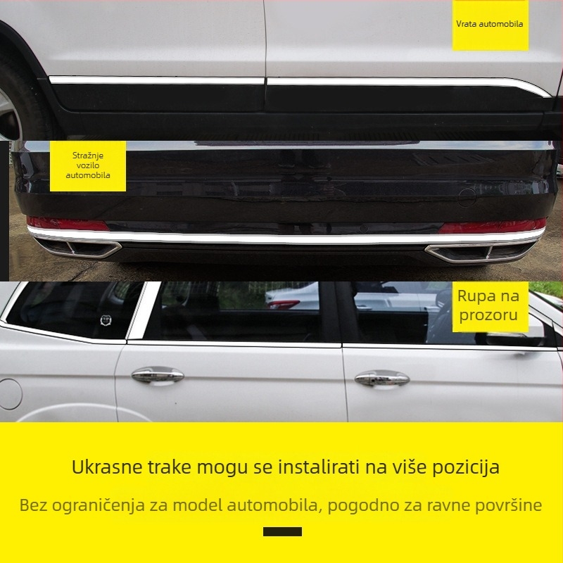 Dekorativna traka za karoseriju automobila - kromirana PVC, protiv ogrebotina, univerzalna kompatibilnost, Marka: RUNDONG AUTO ACCESSORIES, Vanjski ID: R-2104-4