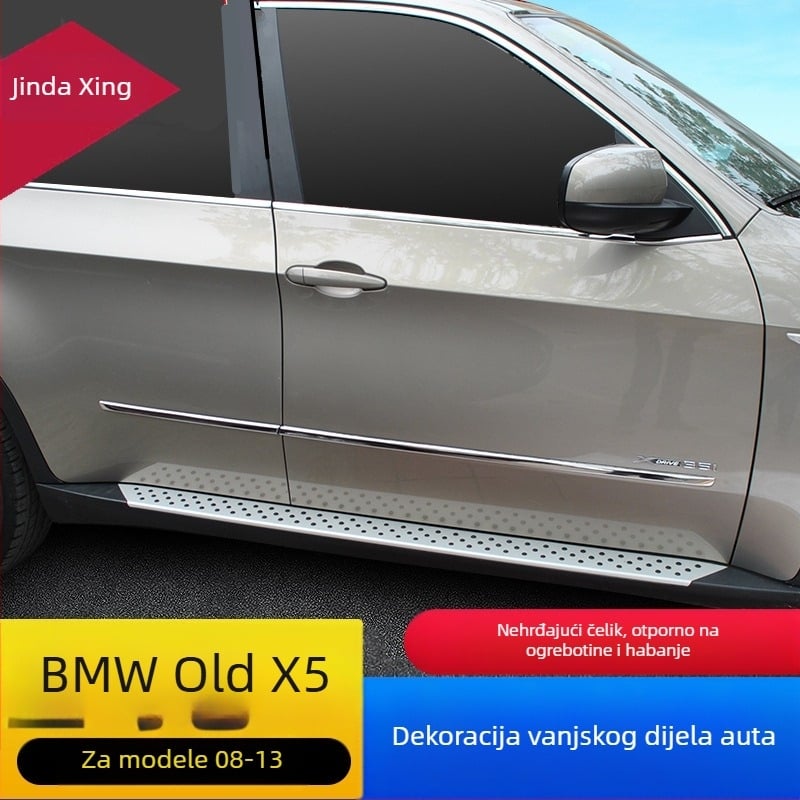 Nehrđajući čelik – ukrasna traka za vrata BMW X5 E70 (2008–2013) — dekor karoserije vrata, zaštitna traka za stražnji poklopac prtljažnika, upute za ugradnju