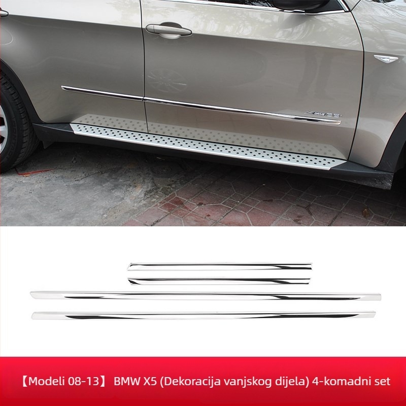 Nehrđajući čelik – ukrasna traka za vrata BMW X5 E70 (2008–2013) — dekor karoserije vrata, zaštitna traka za stražnji poklopac prtljažnika, upute za ugradnju