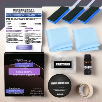 Set za obnovu kromiranih traka na prozoru automobila – Quick cat, abrazivno + brtvilo, rok trajanja 3 godine, šifra proizvoda Chrome refurbishing agent kit, auto pjena čistač