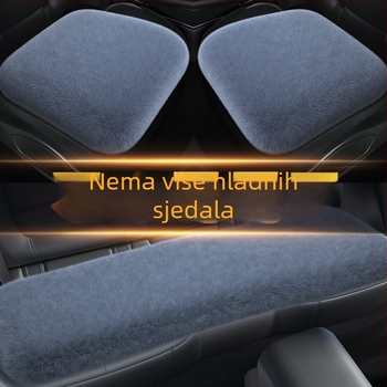 Zimska jastučnica za automobilsku sjedalu s umjetnom dlakom zajca i kratkim plišem, trodijelni set, punjenje pjenom