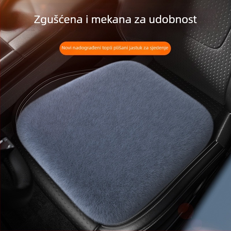 Zimska jastučnica za automobilsku sjedalu s umjetnom dlakom zajca i kratkim plišem, trodijelni set, punjenje pjenom