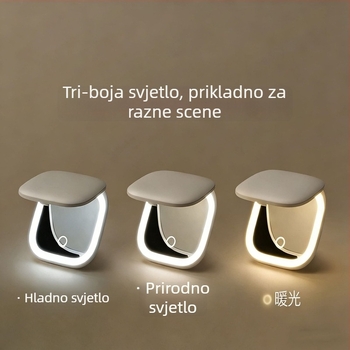 LED make-up ogledalo, sklopno, prijenosno, ABS okvir, aluminijsko ogledalo, ispis logotipa