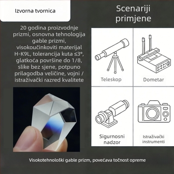 Huasen K9 staklena pravokutna prizma za optičke instrumente, mjerenje udaljenosti, model hs1016