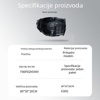 BMW M3/M4 prednja unutarnja obloga blatnika od plastike, vakuum-formirana