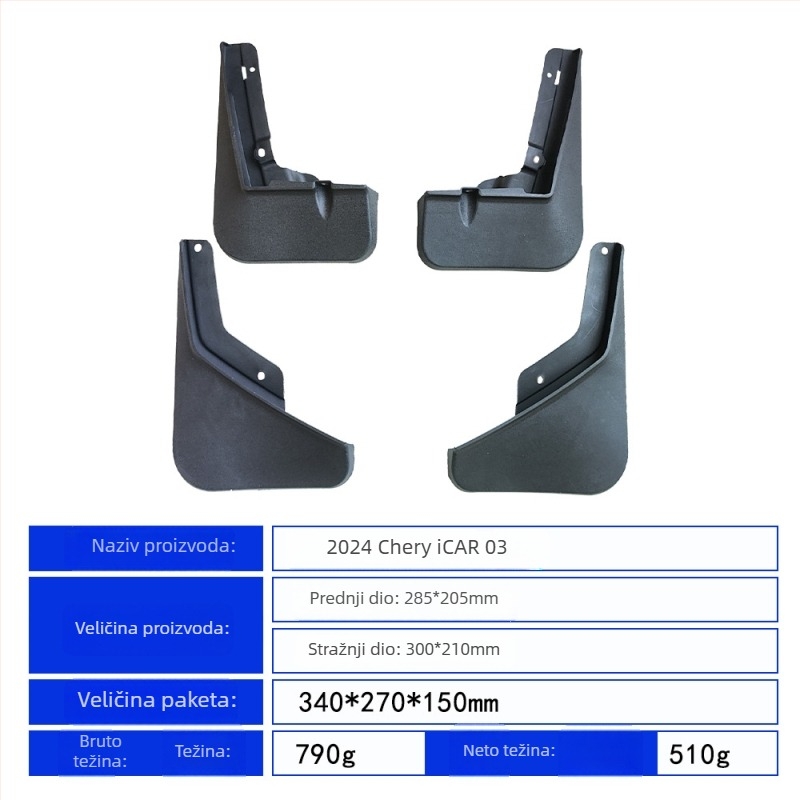 Benke blatnik za gume 2024 Chery ICAR 03 — Crni mekani PP plast