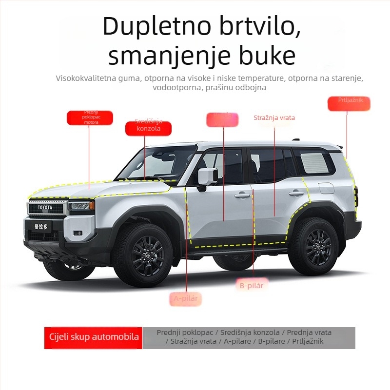 Prado vrata brtvilo – cjelovita zvučna izolacija automobila, kompatibilna sa 24 Prado modela, model 24new Prado, marka Fit Club/No.1