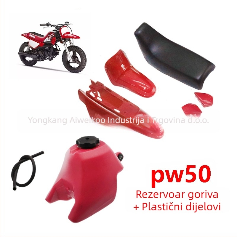 Yamaha PW50 plastični dijelovi kućišta: jastučić spremnika goriva, blatnik, sjedalo tijela ventila