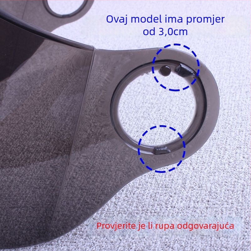 Pribor za električni polušlem motocikl: HD prozirno, anti-fog, univerzalna veličina