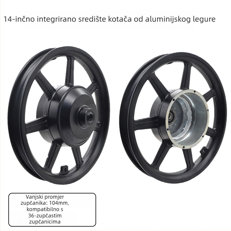 Motorni hub za Kotač – aluminijska legura, zupčasti visokou brzinski motor, čelični prsten, stražnji kotač za električno vozilo, integrirani dizajn