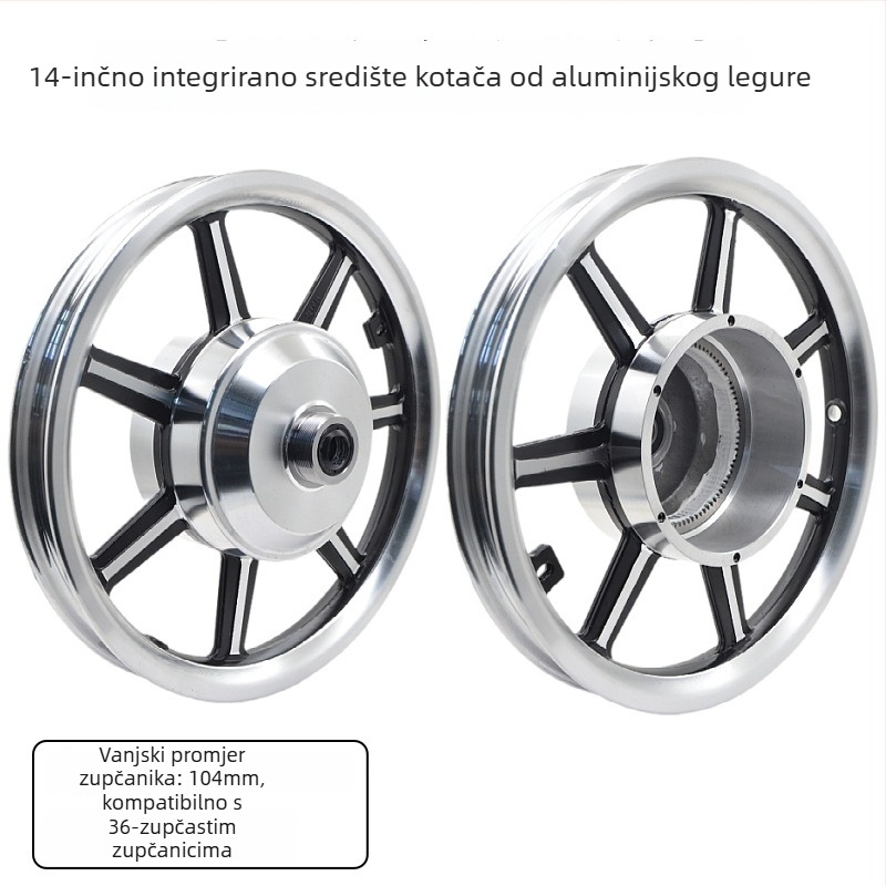 Motorni hub za Kotač – aluminijska legura, zupčasti visokou brzinski motor, čelični prsten, stražnji kotač za električno vozilo, integrirani dizajn