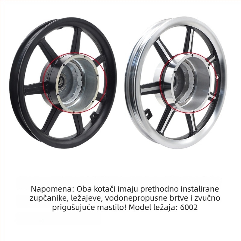 Motorni hub za Kotač – aluminijska legura, zupčasti visokou brzinski motor, čelični prsten, stražnji kotač za električno vozilo, integrirani dizajn