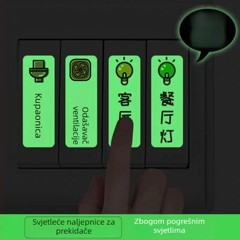 Luminozna naljepnica za prekidač na panelu utičnica – dekorativna, kućna uporaba