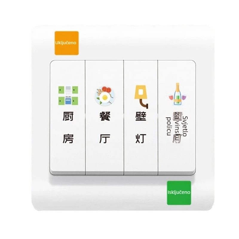 Luminozna naljepnica za prekidač na panelu utičnica – dekorativna, kućna uporaba