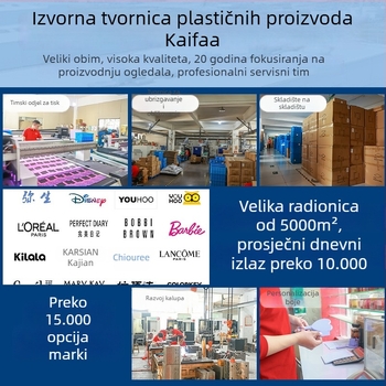 Dvostrano sklopivo ogledalo za šminkanje – prijenosni ABS okvir, aluminijsko ogledalo, ispis logotipa, mogućnost prilagodbe
